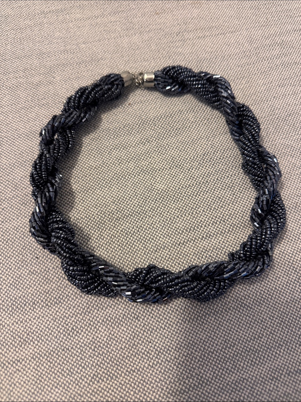 Ann Taylor Twisted Bead Necklace in Dark Navy